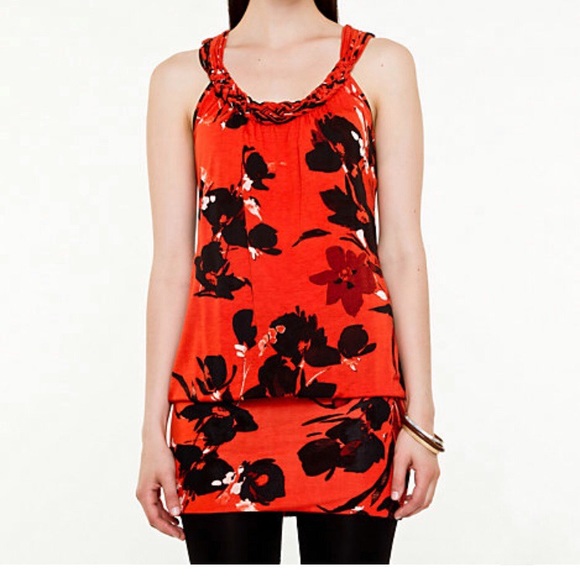 NWT Sleeveless Floral Print Knit Halter Tunic - Picture 3 of 7